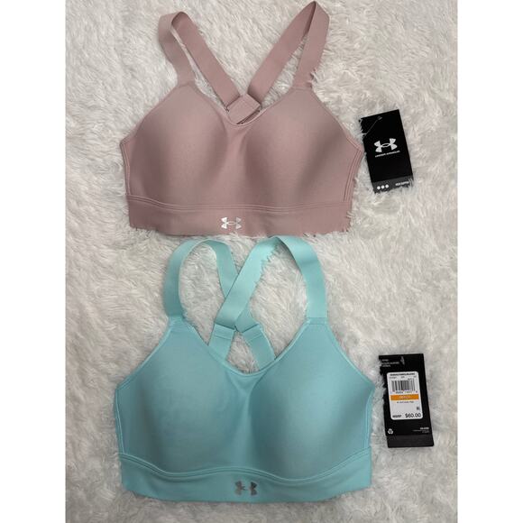 NWT Under Armour Continuum High Support Sports Bras Set S — Pink & Aqua - Picture 3 of 11